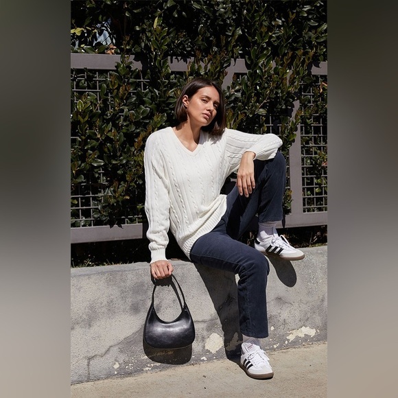 John Galt White Ida Cable Knit Sweater - Picture 1 of 11